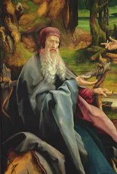 Besuch des Heiligen Antonius bei dem Einsiedler Paulus, Detail vom Isenheimer Altar, ca. 1512-16